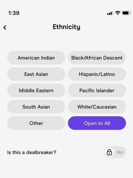 dating app filter by race